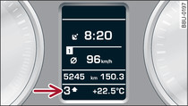 Kombiinstrument: Schaltanzeige im tiptronic-Betrieb